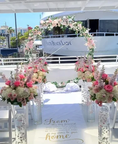 a wedding set up on a luxury yacht charter {{brizy_dc_image_alt imageSrc=